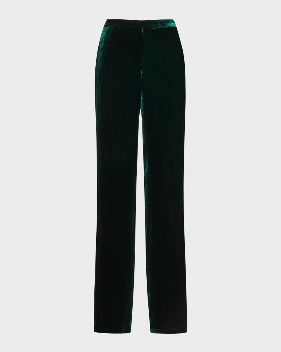 Velvet Straight-Leg Pants
